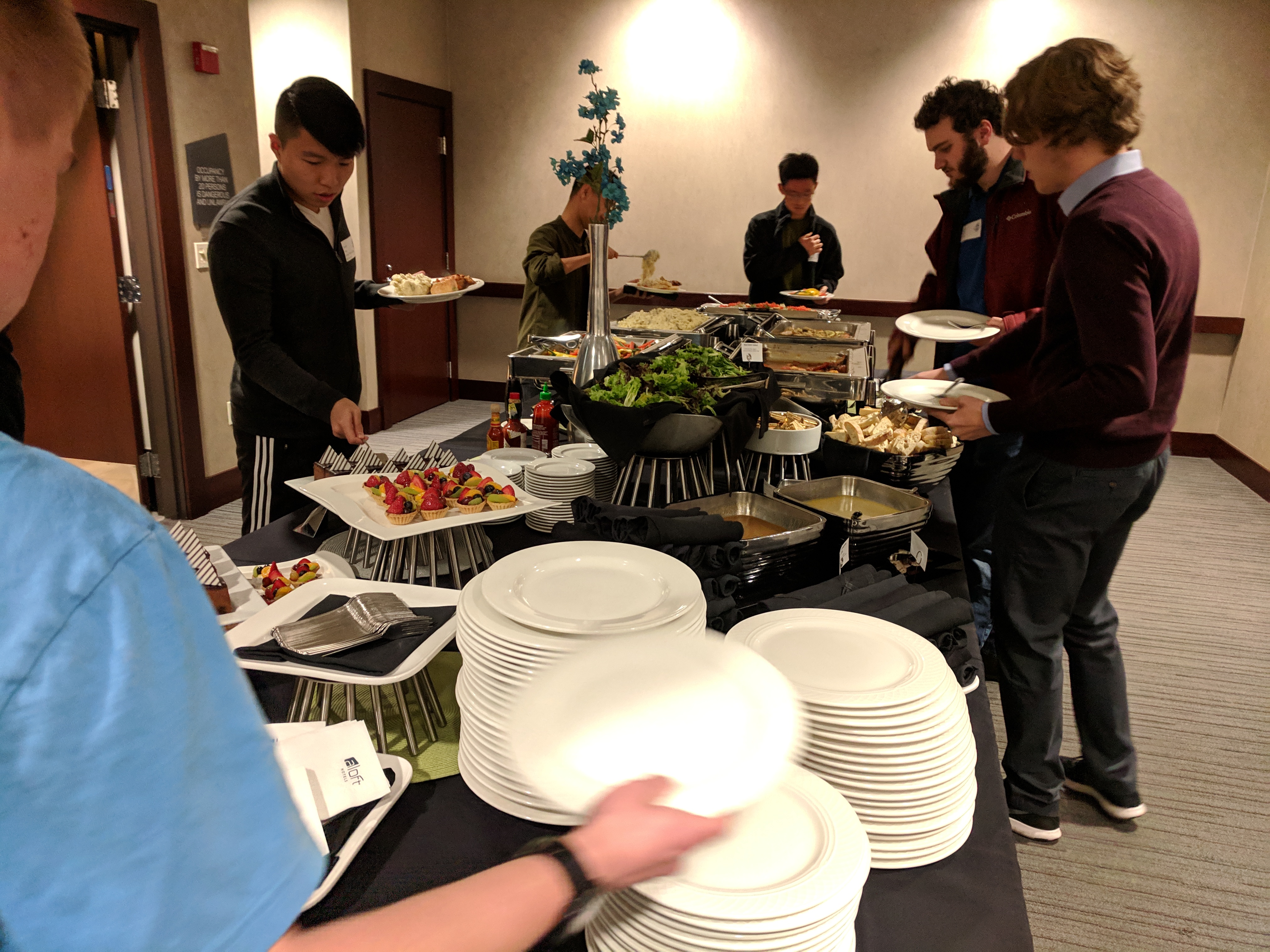 Dinner buffet served on the first day of the hackathon