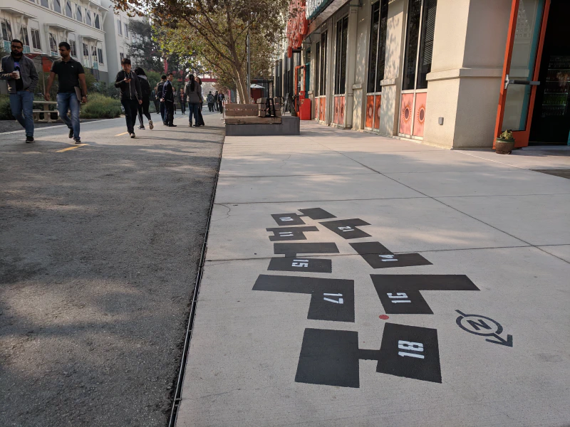 a map of the Facebook campus on the ground