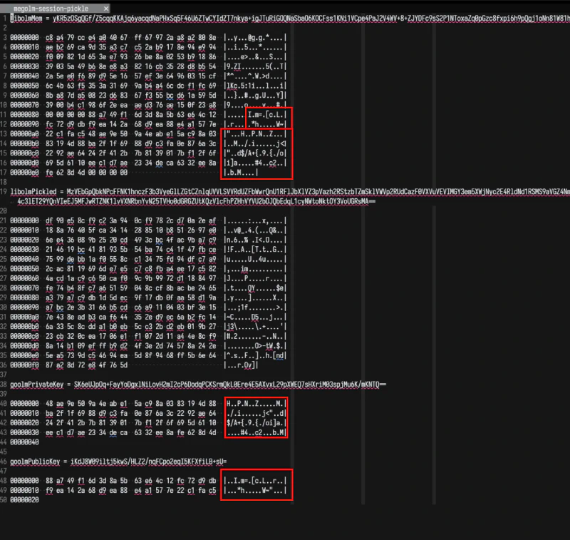 The public key is encoded before the private key in the memory layout