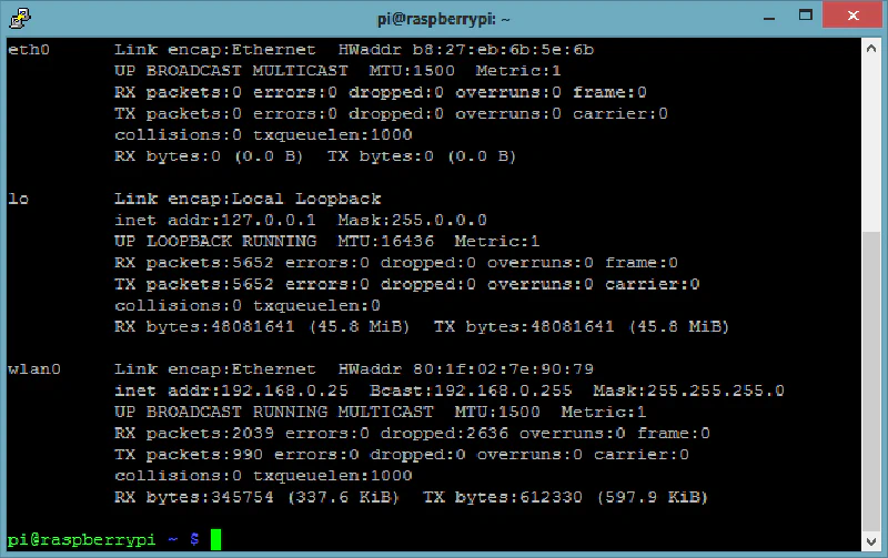 Output of ifconfig