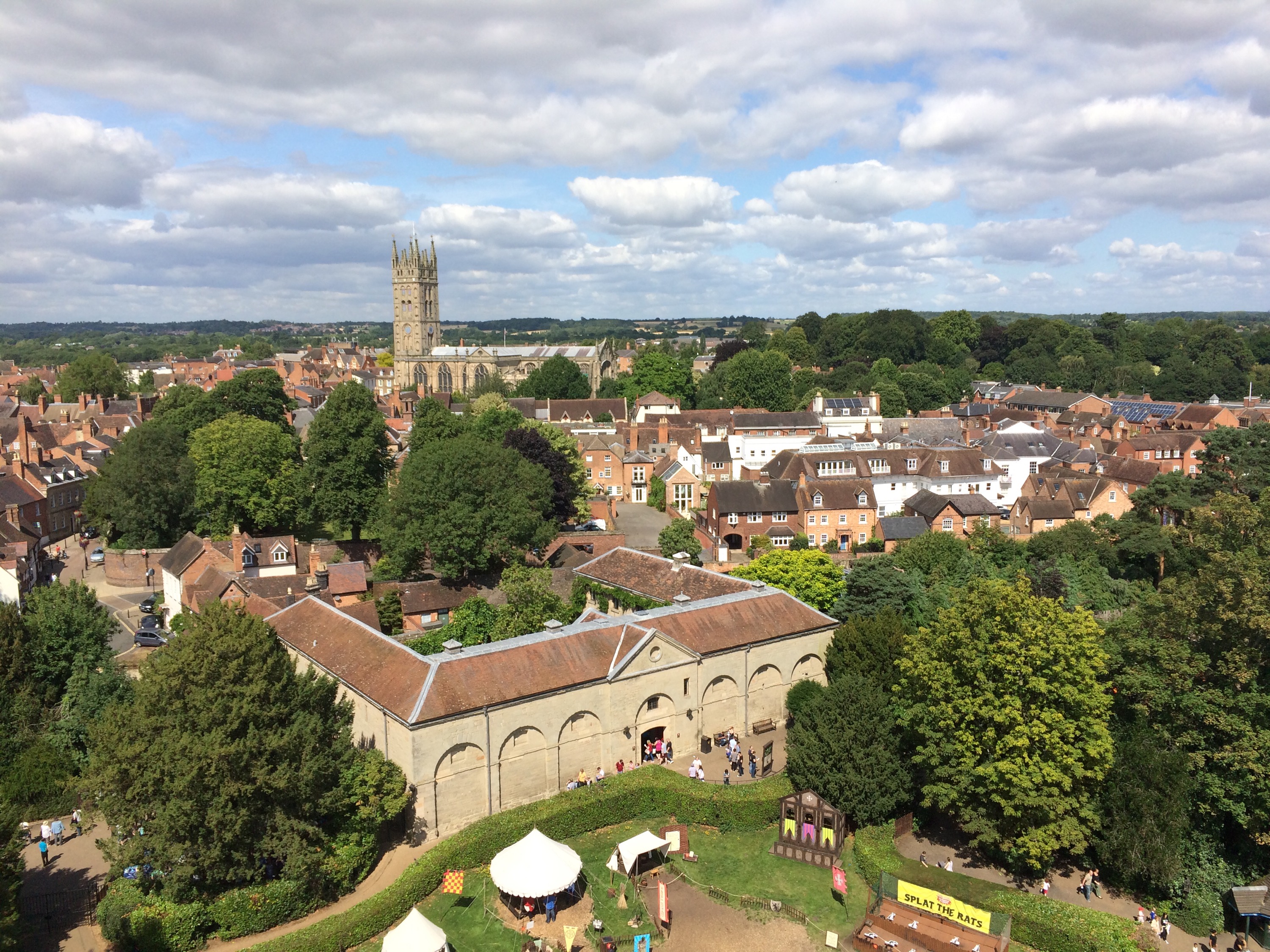 View of the Warwick skyline from the top of Warwick Castle