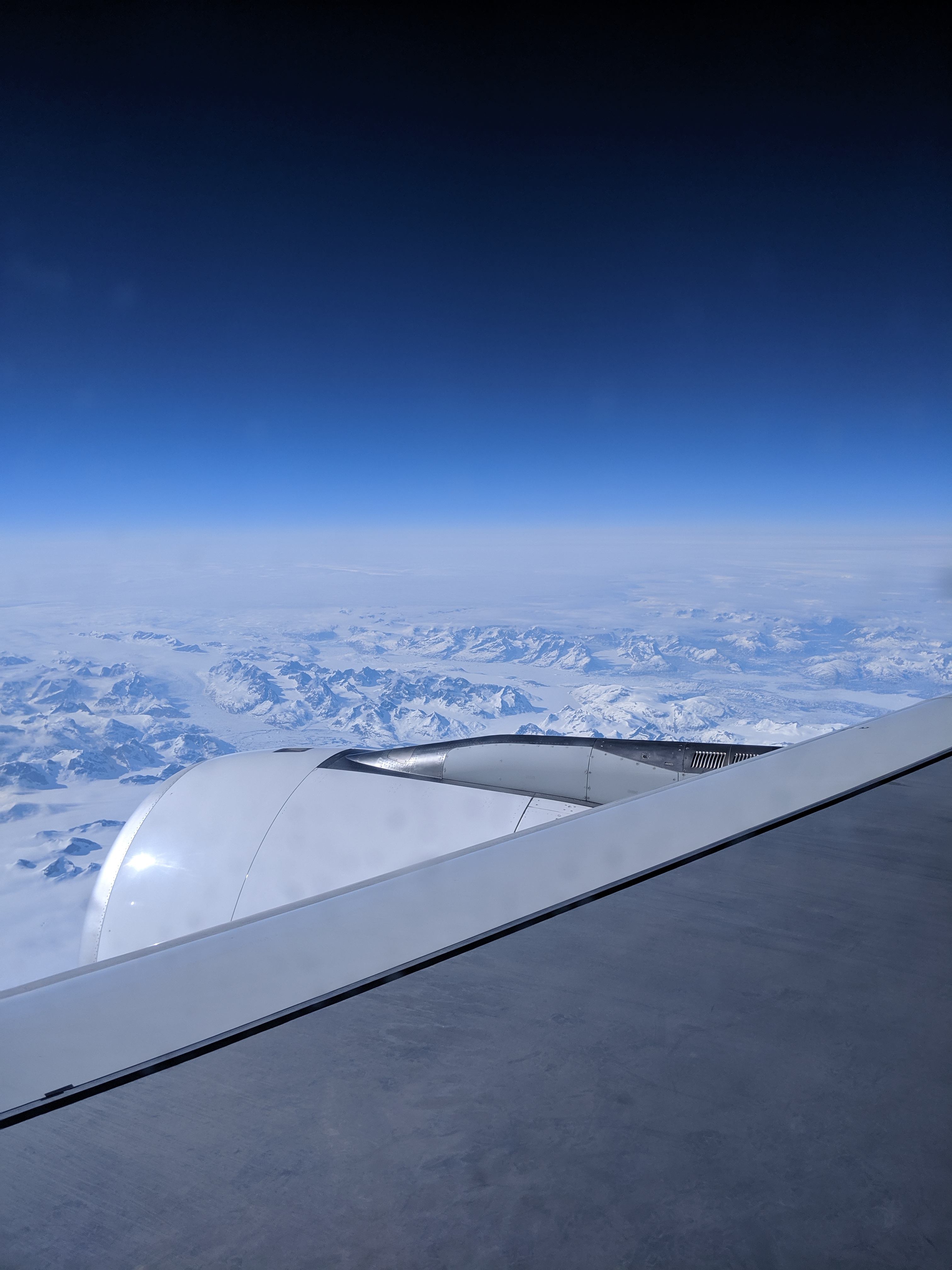 A view over the plane wing of Greenland