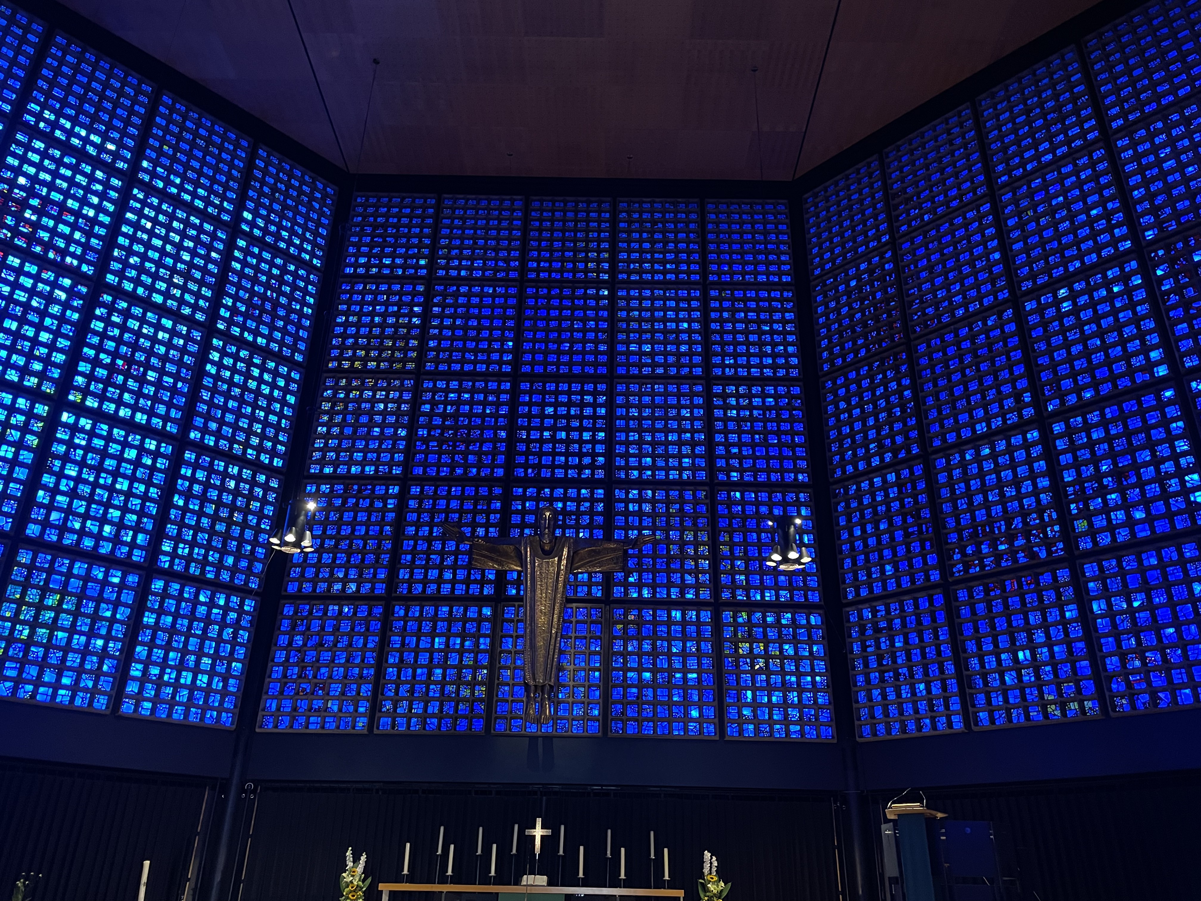 The inside of the modern church structure
