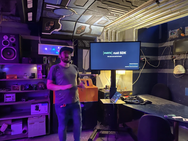 Ben presenting the new Matrix Rust SDK