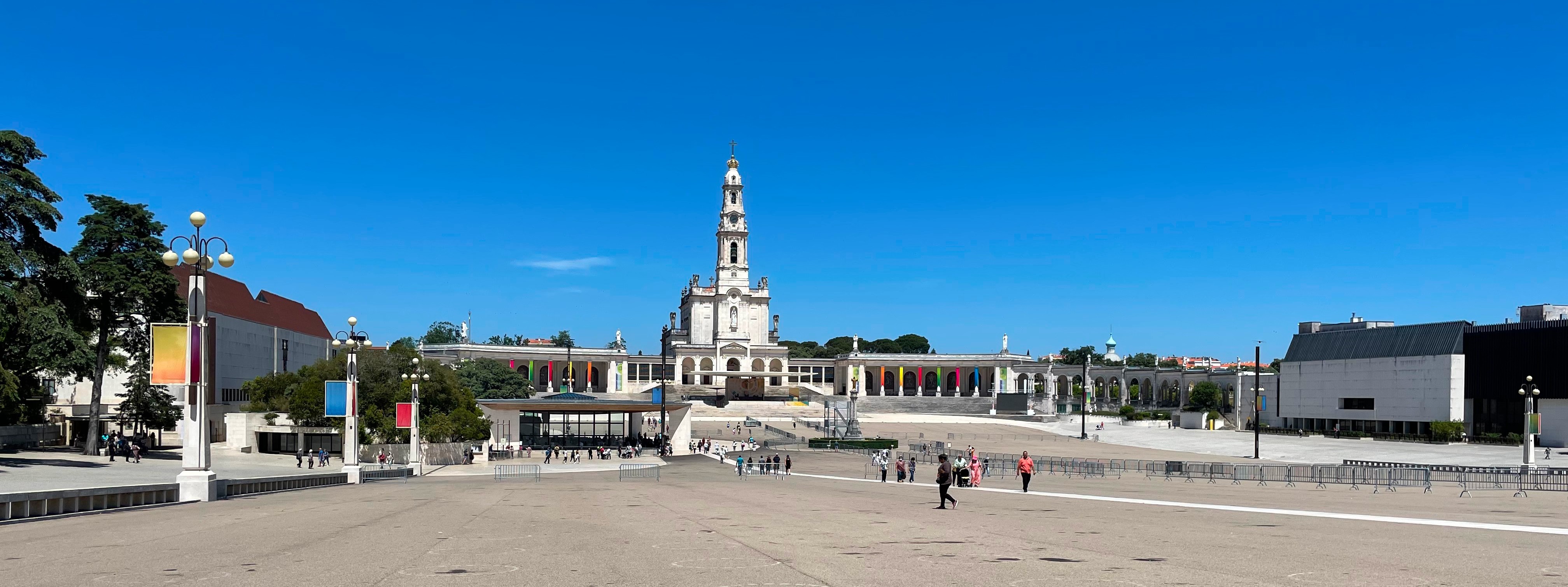 On the left is a shrine where Catholics make pilgrimages to light candles and such. The square is modeled very similar to the square in the Vatican and has been visited by the Pope multiple times.