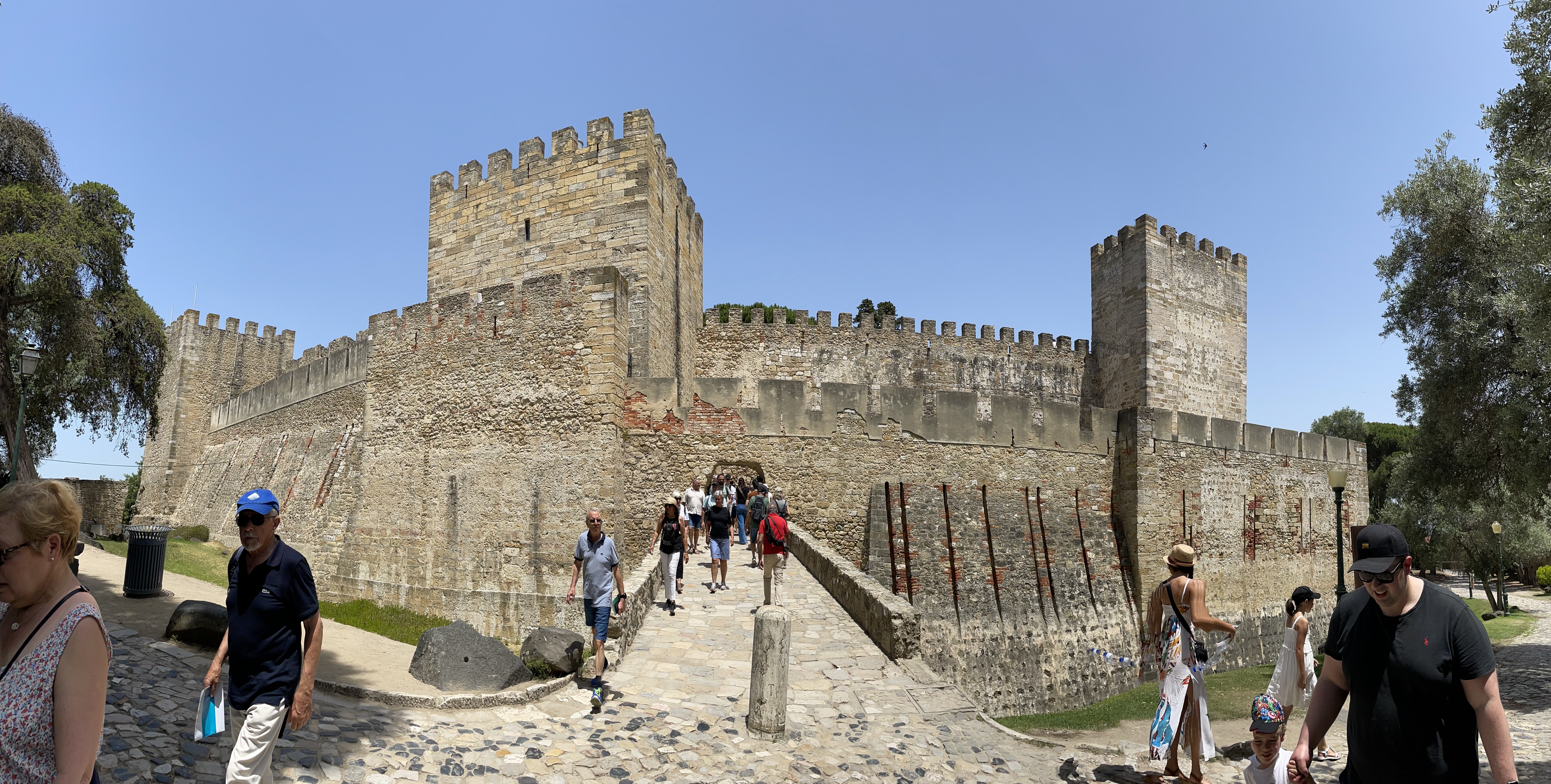 A panorama of the castle's main entrance