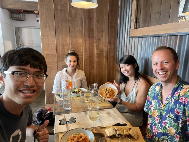 Left to right: me, Sadie, Chewy, Jaimes. I had a delicious seafood pasta.