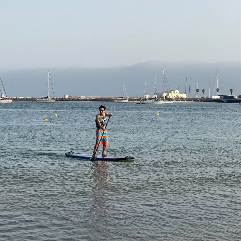 Paddle boarding off the coast of Cascais