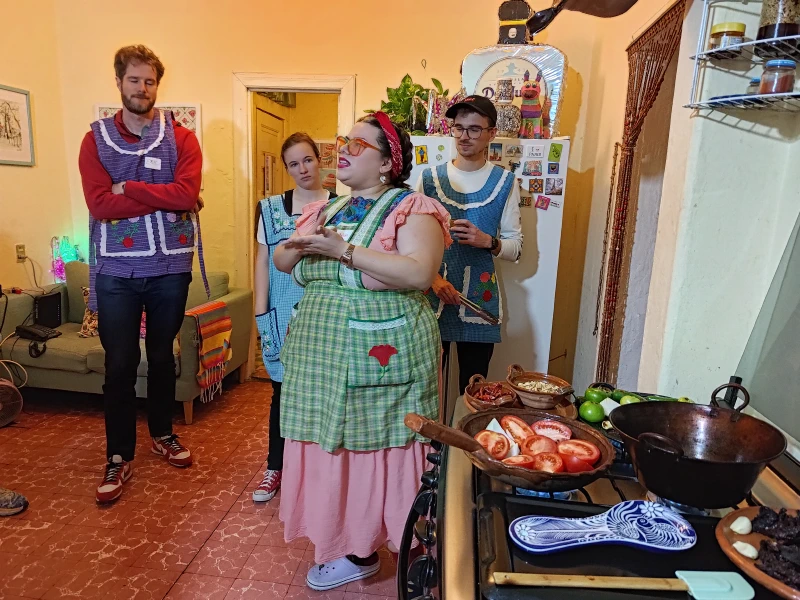 Natalia explaining one of the salsas we were making