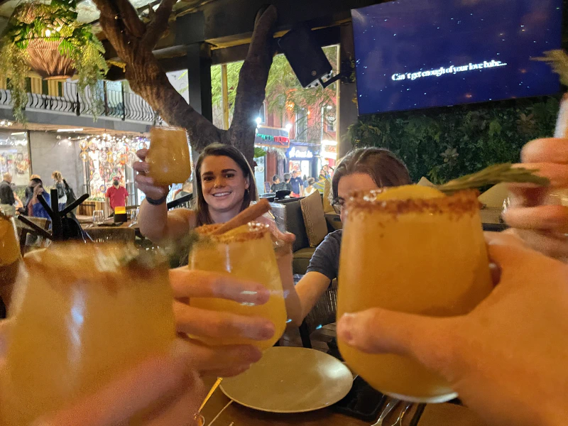 Enjoying a cocktail with the team