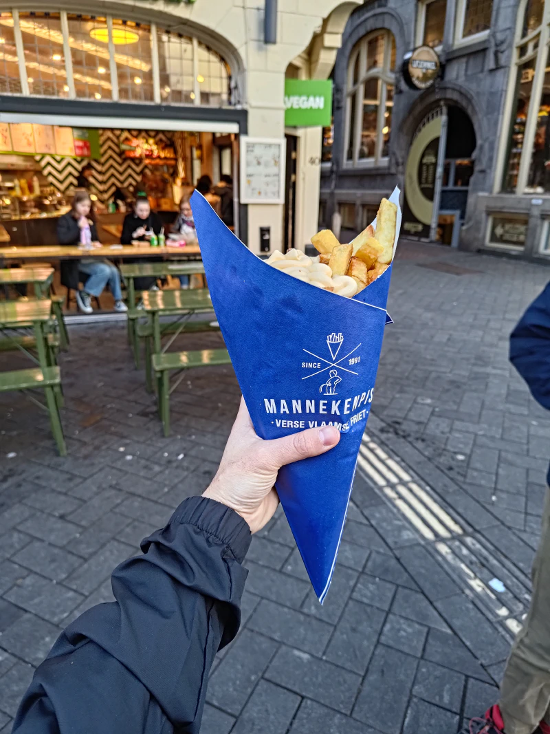 The huge funnel of fries that I got