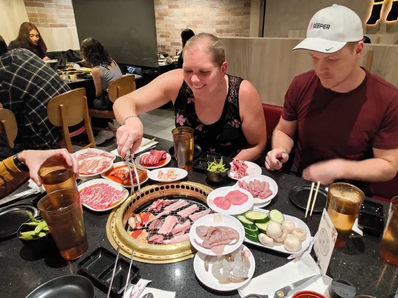 I’m not sure what Michelle enjoyed more: playing with the fire or eating the food
