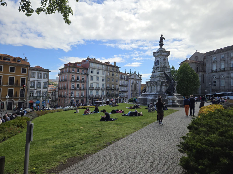 A nice square where people were lounging and enjoying the nice weather