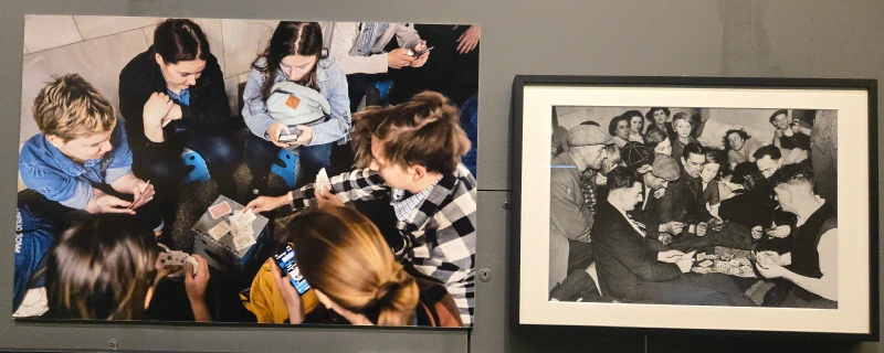 People playing cards in the underground systems during WWII and the Ukraine war.